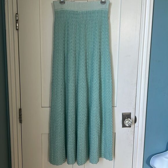 NWT Anthropologie Cecilia Prado Mint Knit Maxi Bohemian Spring Summer Skirt sz M - Picture 6 of 12